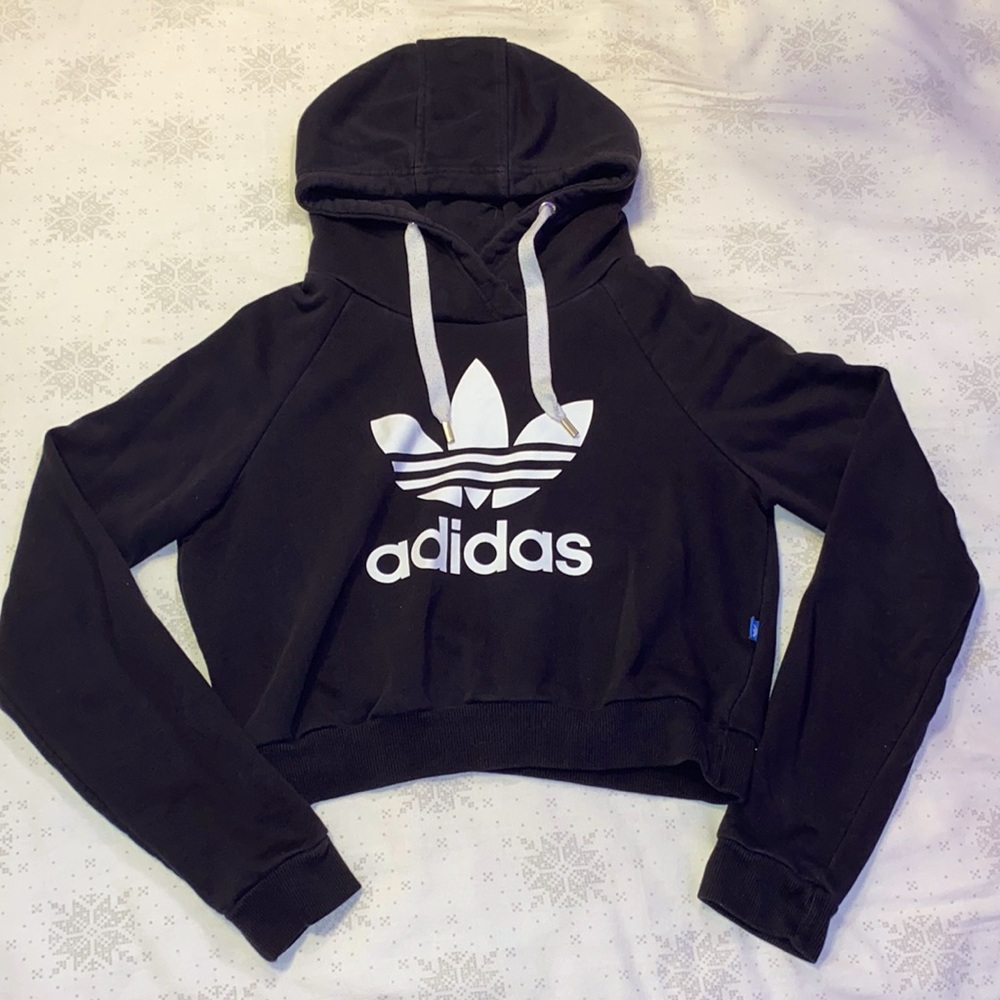ADIDAS cropped black hoodie